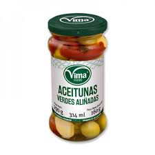 Aceitunas verdes alinadas